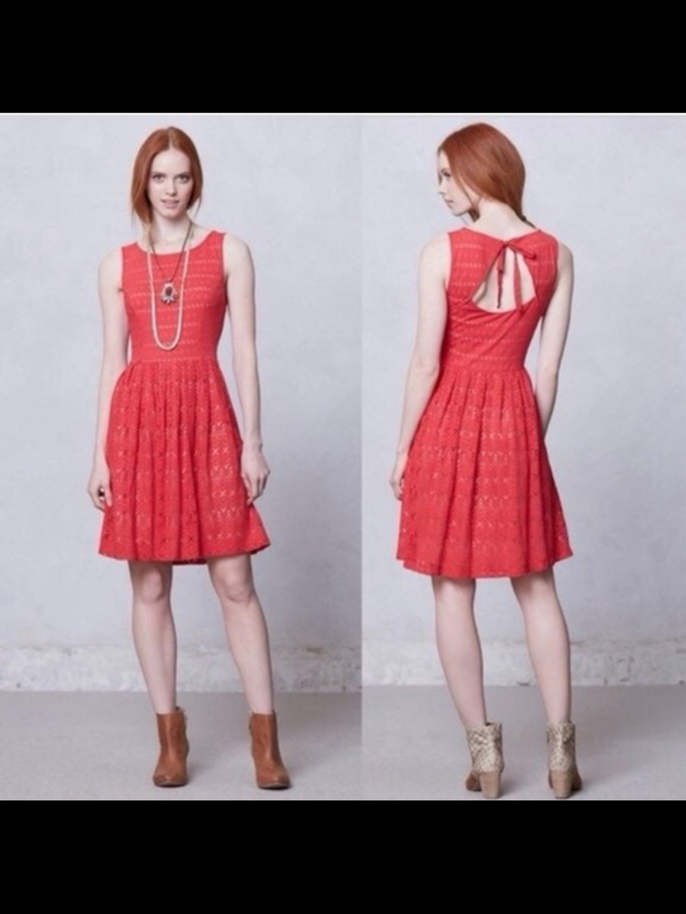 Postmark Anthropologie Sunstream Eyelet Dress In Red Women's Size small